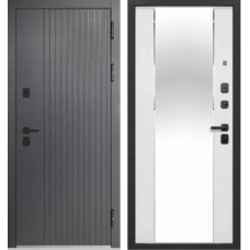 Дверь входная Ferroni 9 СМ Сатин графит - Эмалит белый с зеркалом Дверь входная Ferroni 9 СМ Сатин графит - Эмалит белый с зеркалом